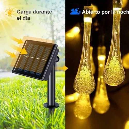 Guirnaldas Solar de Gotas Calidas 30 LED 5mts