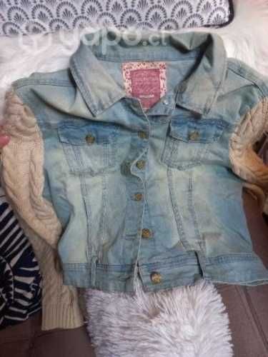 Chaqueta de jeans con mangas de lanita