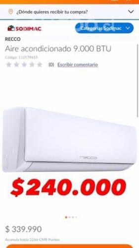 Aire acondicionado wifi 9000 btu 2 piezas