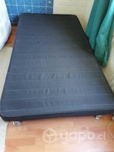 Cama 1 1/2 plaza, colchón + base