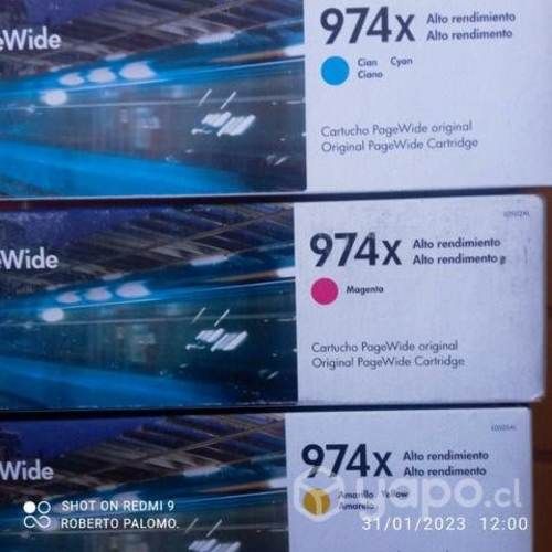 Tintas hp 974xl colores originales de alta