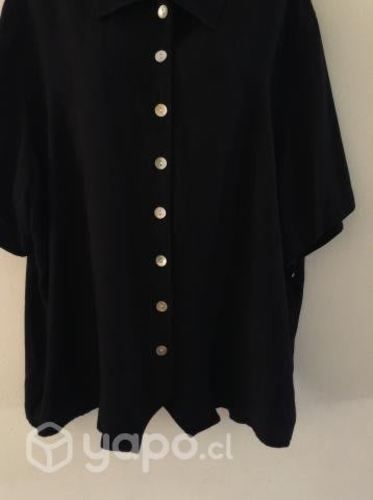 Nueva Camisa Negra Mujer con botones de nacar Mar