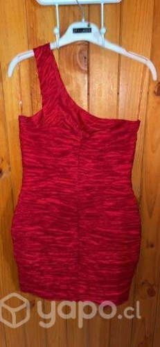 VESTIDO GALA FIESTA Talla S ROJO Modelo asimétrico