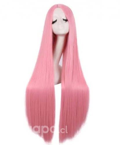 peluca color chicle hermosa