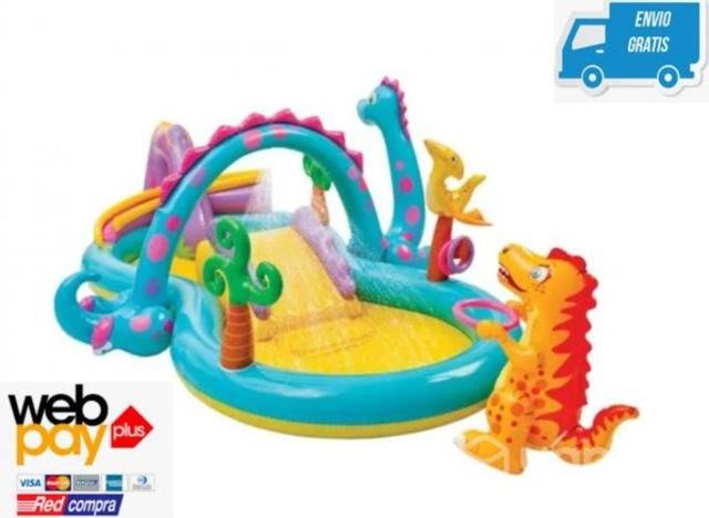 Piscina Inflable Con Resbalin Dino