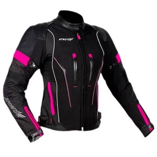 Chaqueta Mujer Moto Atrox 2419 Negra Rosa