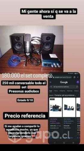 Set micrófono monitores e interfaz presonus