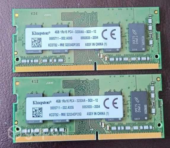 Par de Memorias RAM Kingston 4GB c/u para Notebook