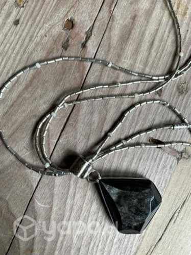 Collar 1 Metro y Medio de Mostacilla Plata Perlas