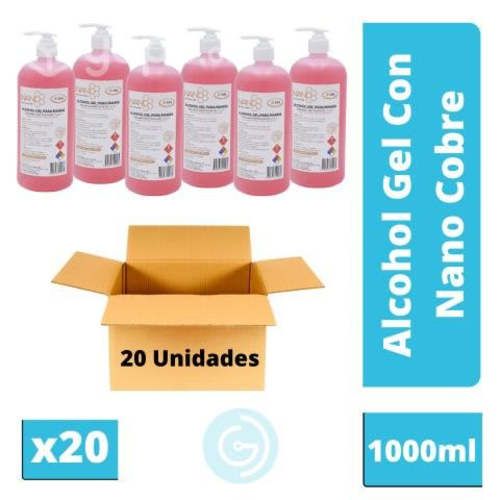 Pack X20 Alcohol N-Gel 70% C/ Nanocobre 1000ml GD