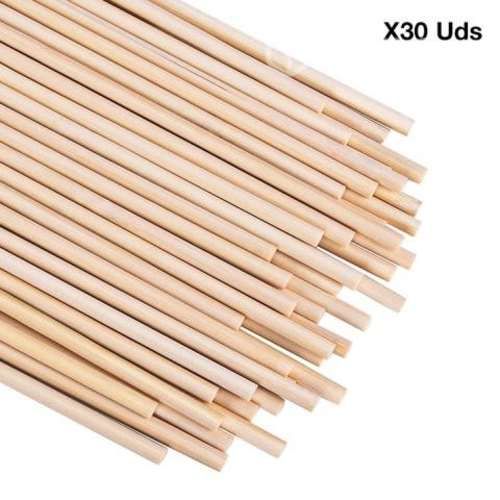 Palo Maqueta Redondo 8 mm x 50 cm Largo Set 30 Uds