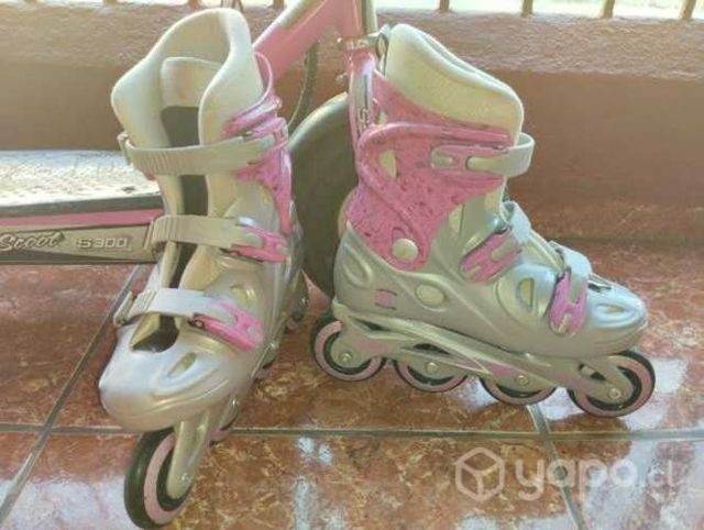 Patines roller rosado con plomo