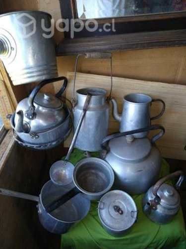 Antiguos utensilios de cocina de aluminio,vintage