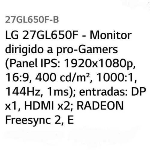 Monitor gamer lg 27"