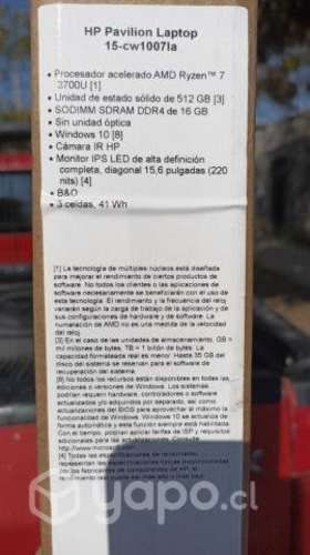 Notebook HP Pavillion Laptop 15-cw1007