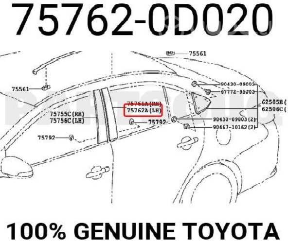 Moldura Puerta Trasera Toyota Yaris Original Nueva