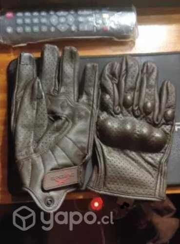 Guantes de cuero retro para moto talla L