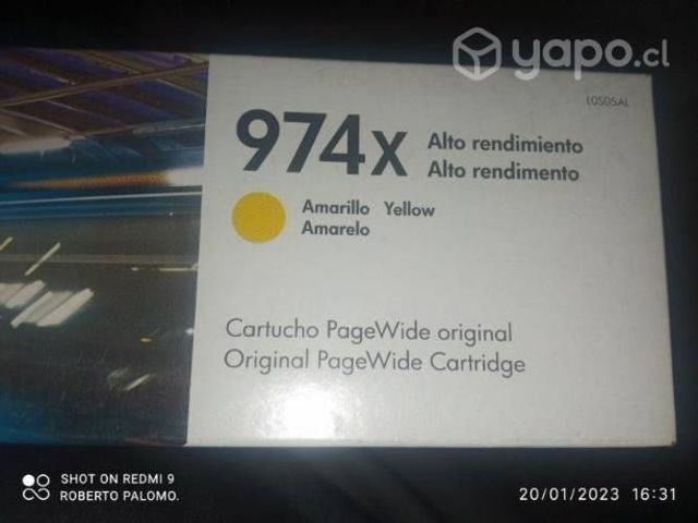 Tinta HP 974xl yellow original de alta