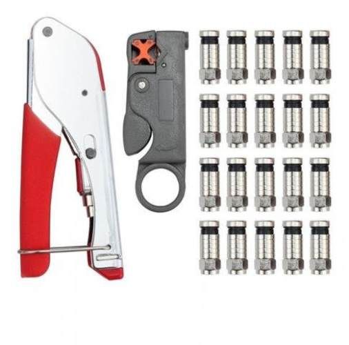 Pack crimpeadora + pelacable coaxial + 20 conector