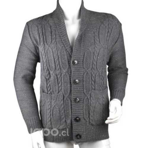 Chaleco Tejido Trenzado Gris Oscuro Abotonado GD