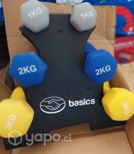 Set mancuernas 12 kg nuevas con soporte