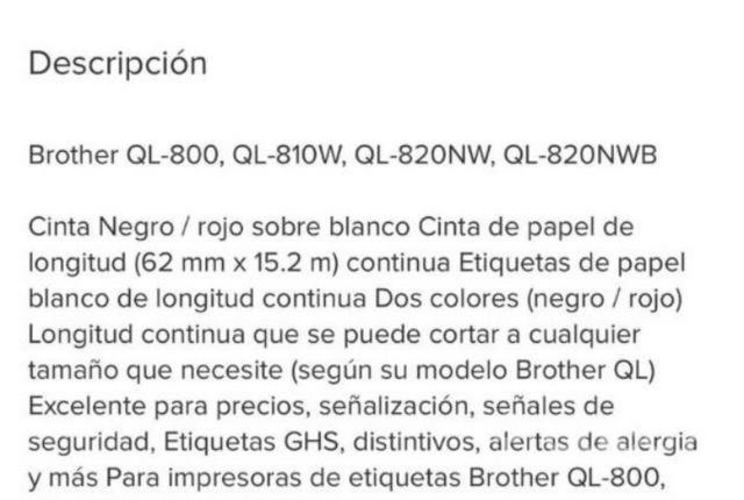 Cinta de longitud continua rojo/negro sobre blanco