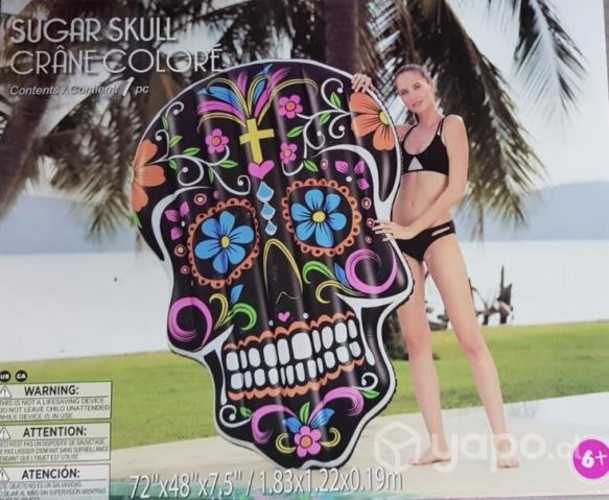 Flotador piscina inf. calavera blanco 1,83 x 1,22