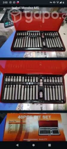 Caja de 40 Piezas con Brocas Cromadas Para Mecánic