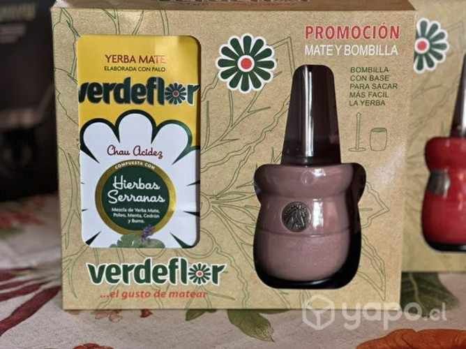 Yerba mate verde flor + Matero zaino