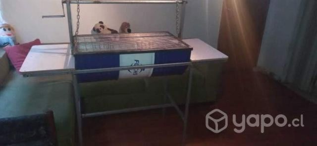 Parrilla carbón grande con roldana y 2 bandejas