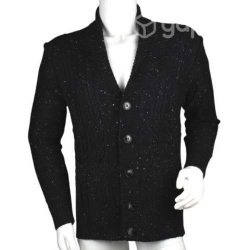 Chaleco Tejido Trenzado Negro Abotonado GD