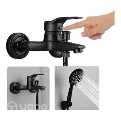 Llave Monomando Tina Ducha Moderna Negro