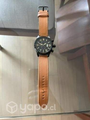 Reloj Curren negro café cuero hombre