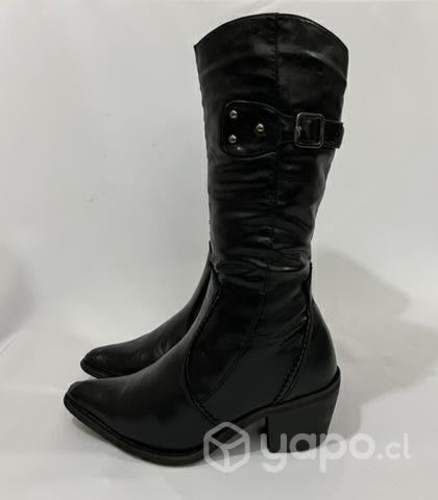 Bota Texana 100% Sintético Marca Aziz N°36 Negro