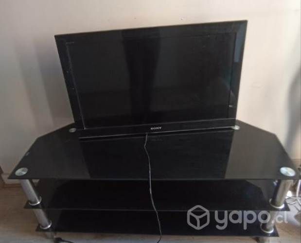 mesa de vidrio y tv led