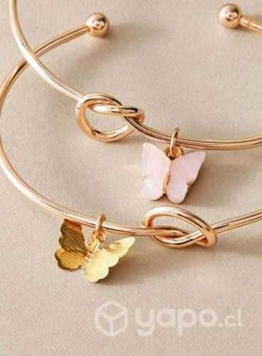 2 Pulseras con detalle de mariposa