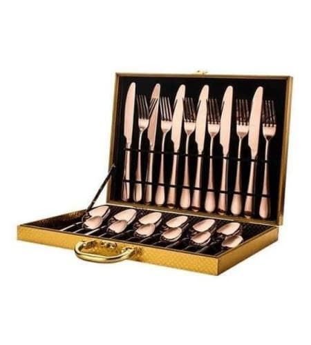 Set 24 Pcs Cuchillería Cubiertos De Lujo Maleta