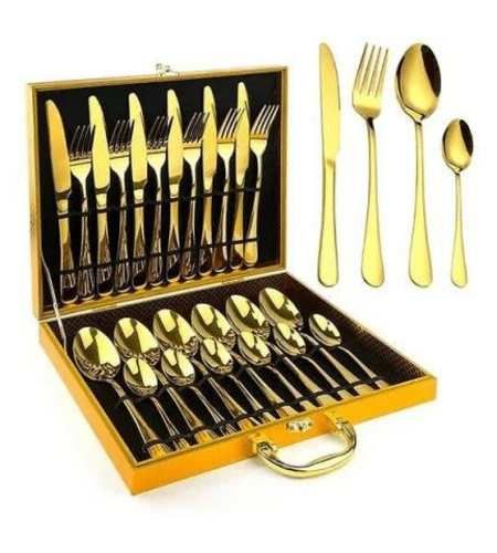 Set 24 Pcs Cuchillería Cubiertos De Lujo Maleta