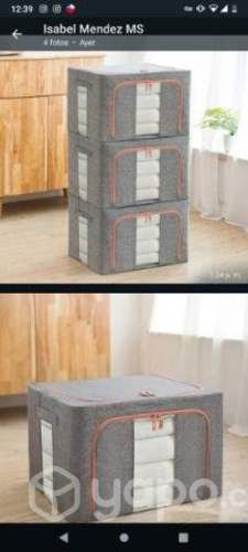 Pack x3 Caja Almacenamiento Lino Para Ropa Soporte