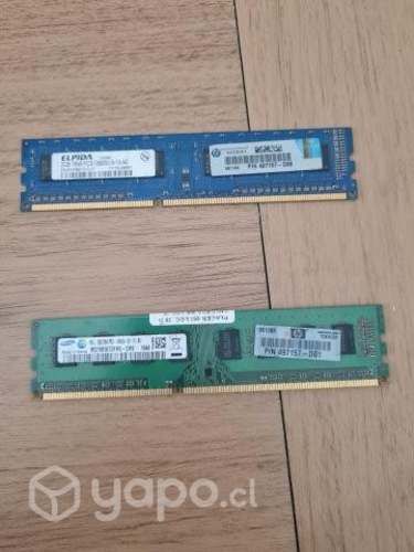 Memoria RAM 2 GB PC3 Marca Samsung y Elpida