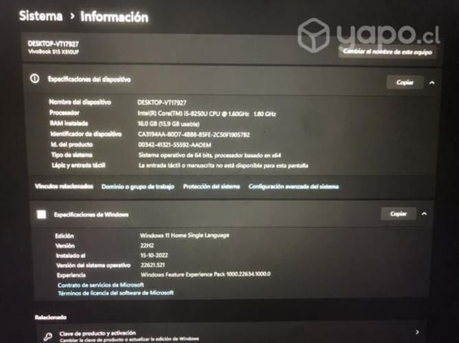 Asus Vivobook i5 8va generación