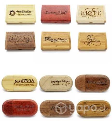 Pendrive de madera con caja grabable láser