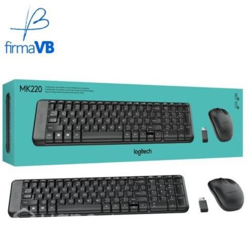 Teclado+mouse logitech usb negro inalambric mk220