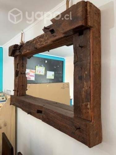 Espejo rústico de roble de demolición