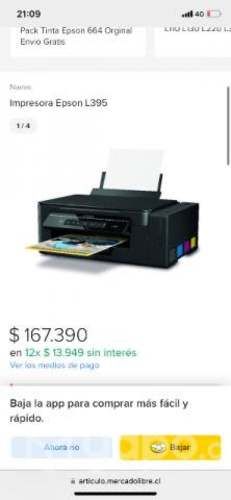 Impresora EPSON L395 (Tanque de tinta)