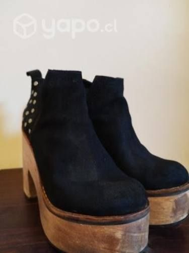 Botines de cuero con plataforma de 10cm aprox