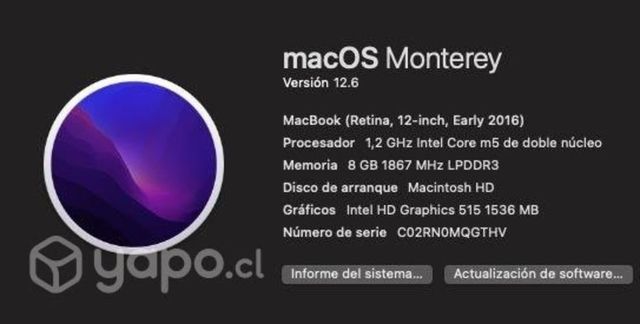 Macbook (retina, 12 Inch, Early 2016) 512 Gb Ssd S