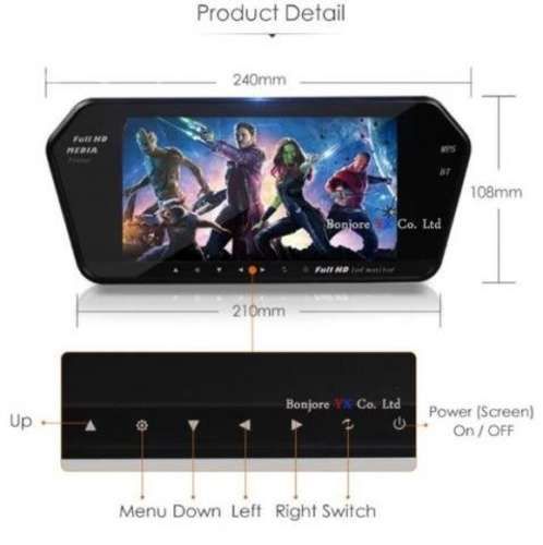 Monitor Multimedia Para Espejo Auto 7" Touch Usb