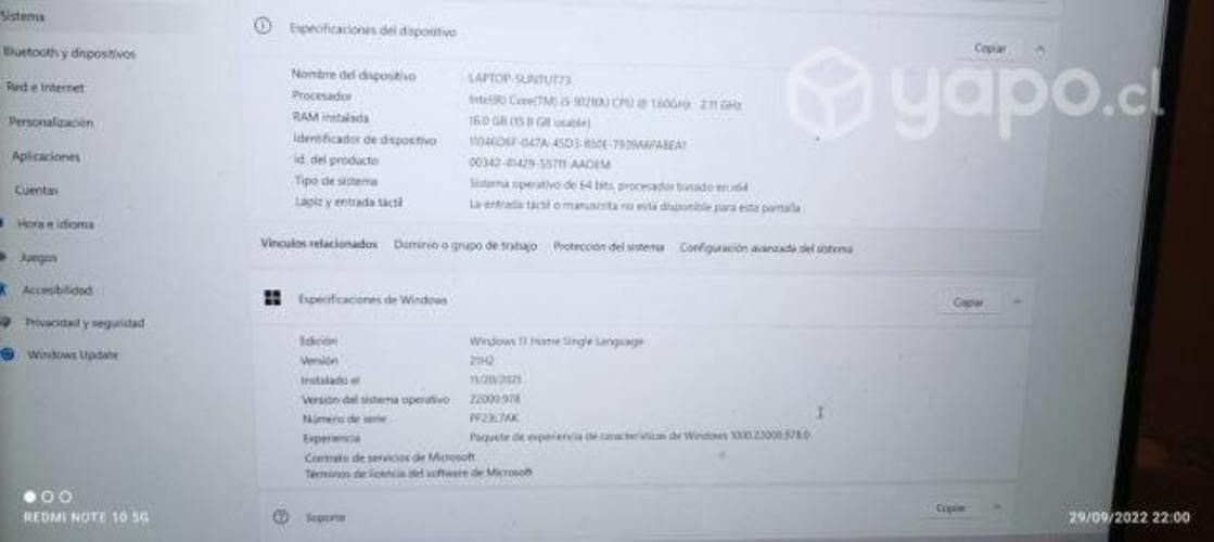 Lapton lenovo 16 gb de ram