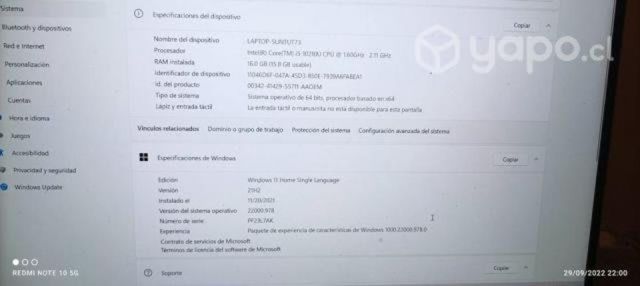 Lapton lenovo 16 gb de ram